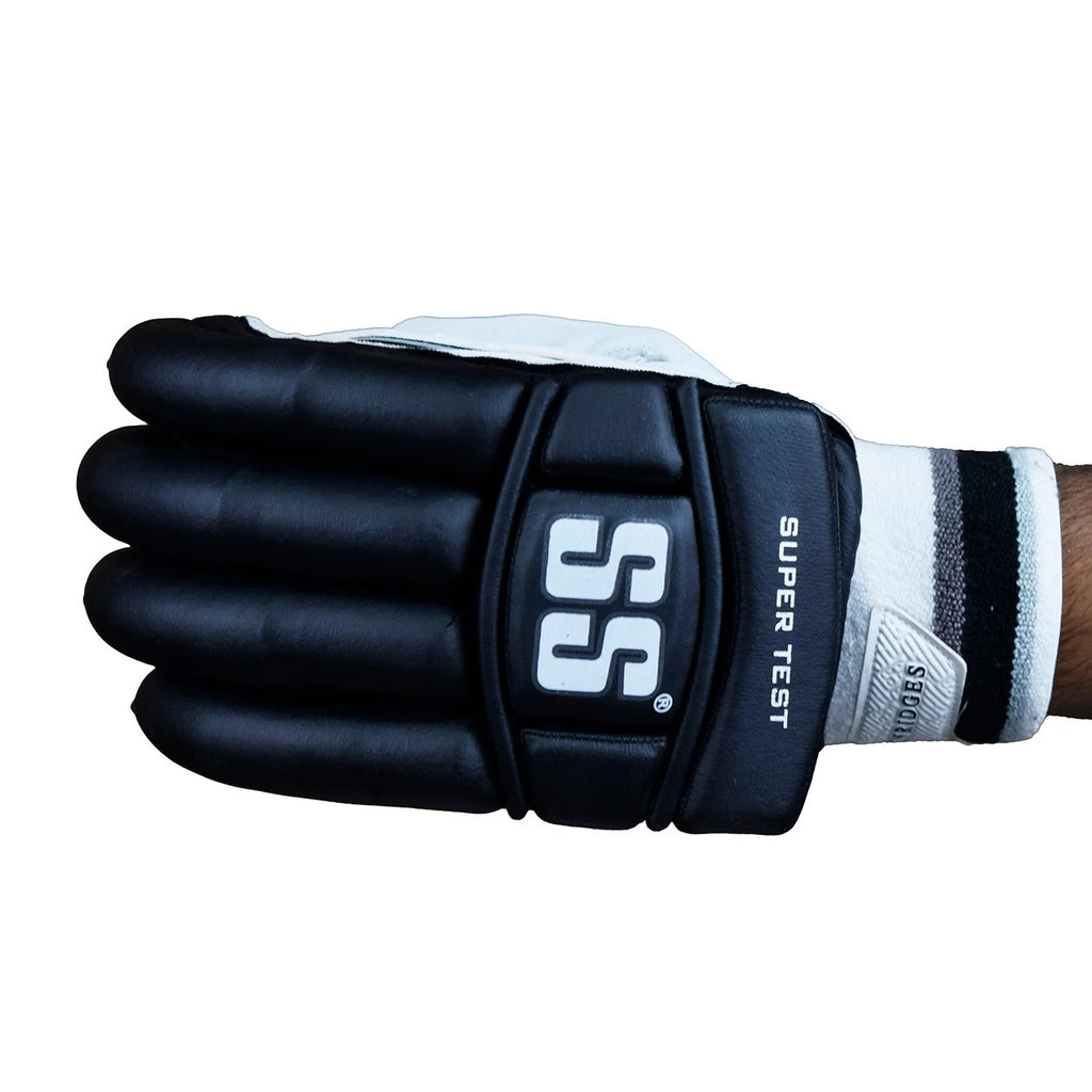 SS SUPERTEST IPL BLACK/WHITE BATTING GLOVES RH/LH