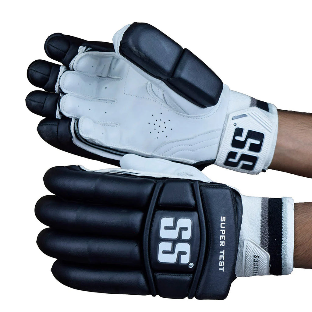 SS SUPERTEST IPL BLACK/WHITE BATTING GLOVES RH/LH